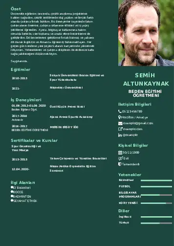 Beden Eğitimi Öğretmeni CV Örnekleri cv indir